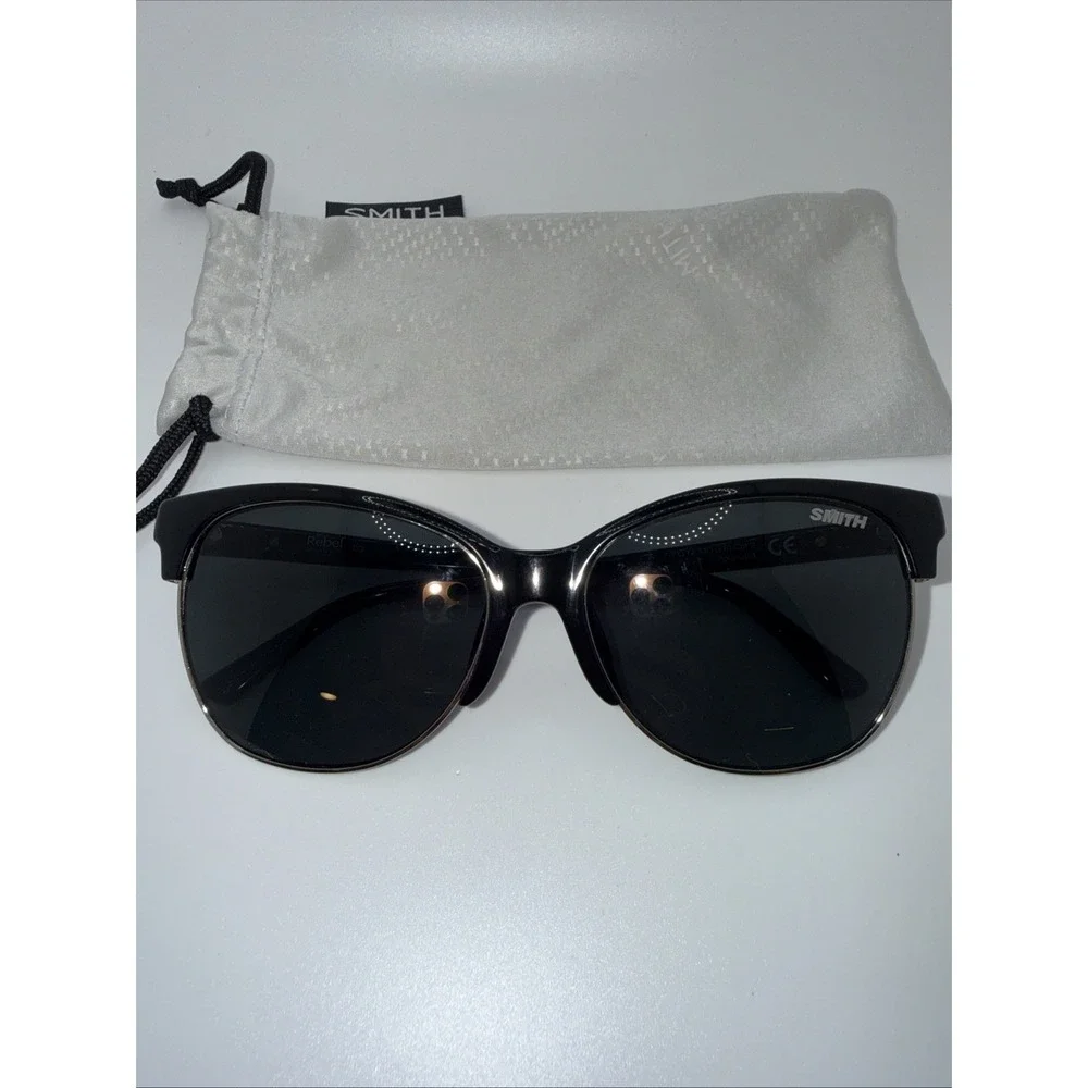 Smith Optic Rebel Genuine Black/Silver Frame- Polarized Lens Sunglasses & Pouch